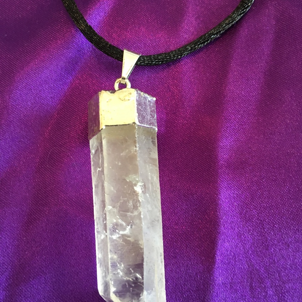 Large Clear Crystal on Black Cord
